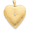 14k Yellow Gold Side Swirls Heart Locket with Diamond