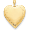 14k Yellow Gold Flower Vine Border Heart Locket 3/4in