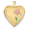 14kt Yellow Gold 20mm Enamel Rose Heart Locket