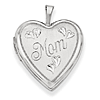 14k White Gold Mom with Hearts Heart Locket 3/4in