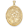 14kt Yellow Gold 1 1/4in Oval Flower With Scrolls Locket