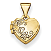 14kt Yellow Gold 10mm Floral Heart Locket