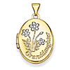14k Yellow Gold with Rhodium Oval Granddaughter Locket