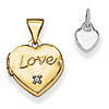 14k Two-tone Gold Heart with Diamond Locket 1/2in