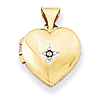 14kt Yellow Gold Heart with Diamond Locket 1/2in
