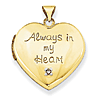 14kt Yellow Gold 21mm Always in my Heart Locket with Diamond