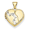14k Yellow Gold Rhodium Heart Foot Prints Locket 5/8in