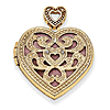 14kt Yellow Gold 1in Heart with Diamond Vintage Locket