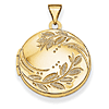 14k Yellow Gold Round Leaf Floral Locket 3/4in