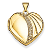 14k Yellow Gold Heart Locket with Geometric Design 7/8in