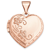 14k Rose Gold Domed Heart Locket with Flowers 5/8in