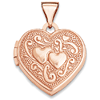 14kt Rose Gold 5/8in Heart Locket with Two Hearts
