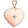 14k Rose Gold Diamond Heart Locket 5/8in