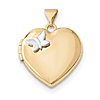 14k Two-tone Gold Heart Locket with Butterfly Accent 3/4in