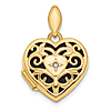 14kt Yellow Gold 5/8in Filigree Heart Locket with Diamond Accent