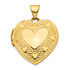 14 Yellow Gold Reversible Heart and Love Locket 3/4in