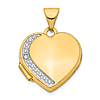 14k Yellow Gold .005 ct Diamond Heart Locket Pendant 5/8in