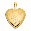 14k Yellow Gold I Love You Heart Locket With Polished and Satin Finish