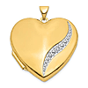 14k Yellow Gold Rhodium .01 ct Diamond Heart Locket with Wave 1in