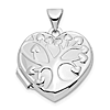 14k White Gold and Rhodium Diamond Heart Tree of Life Heart Locket