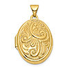 14k Yellow Gold Oval Locket with Swirl Design 3/4in