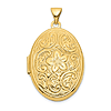 14k Yellow Gold Oval Locket with Swirl Design 1in