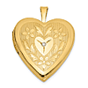 14k Yellow Gold Floral Heart Locket with Diamond Accent 3/4in
