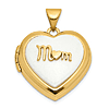 14k Yellow Gold White Agate Mom Heart Locket