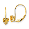 14k Yellow Gold 0.8 ct tw Citrine Heart Leverback Earrings