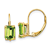 14k Yellow Gold 2.0 ct tw Emerald-cut Peridot Leverback Earrings