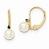 14k Gold 5mm Freshwater Cultured Pearl Sapphire Leverback Earrings