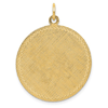  14k Yellow Gold Patterned Round Disc Pendant With Satin Back 1in
