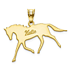 14kt Yellow Gold 3/4in Horse Name Pendant