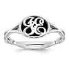 14k White Gold Black Epoxy Twisted Fancy Two Initials Signet Ring