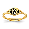 14k Yellow Gold Black Epoxy Twisted Fancy Two Initials Signet Ring