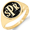 Antiqued Gold Plated Sterling Silver Monogram Signet Ring