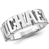 Sterling Silver Men's Large Block Letters Name Ring