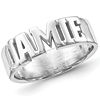 Sterling Silver Block Letters Name Ring
