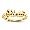 Gold Plated Sterling Silver Script Letters Name Ring