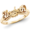 Gold Plated Sterling Silver Script Letters Name Ring with Heart