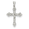 14k White Gold 1/4 ct tw Diamond Pointed Cross 7/8in