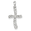 14k White Gold Fancy Twisted 1/8 ct tw Diamond Cross Pendant