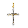 14kt Yellow Gold 7/8in Diamond Pointed Cross Pendant