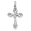 14k White Gold 1/5 ct Diamond Tapered Cross Pendant