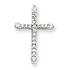 1/5 ct Diamond Cross Pendant 3/4in 14k White Gold