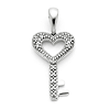 14k White Gold 1/20 ct tw Diamond Heart Key Pendant 3/4in