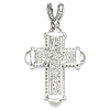 14k White Gold 7/8 ct tw Diamond Cross Pendant 2 1/4in