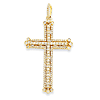 14k Yellow Gold 0.94 ct tw Diamond Budded Cross Pendant 2in