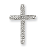 14k White Gold 1/10 ct tw Diamond Cross with Beaded Edges 3/4in