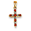 14kt Yellow Gold 5/8in Garnet Diamond Cross Pendant